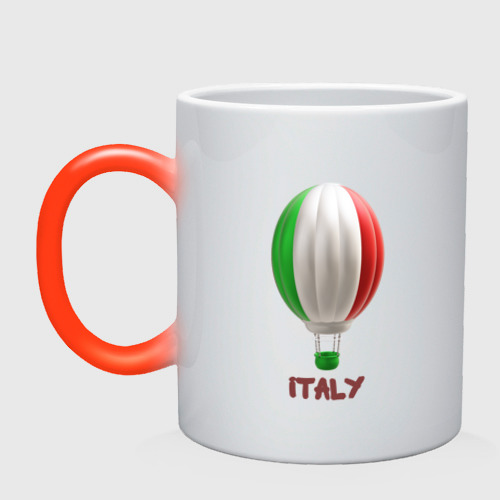 Кружка хамелеон 3d aerostat Italy flag, цвет белый + красный