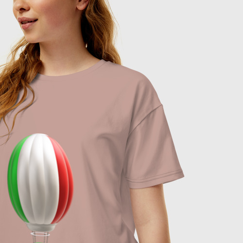 Женская футболка хлопок Oversize с принтом 3d aerostat Italy flag, фото на моделе #1