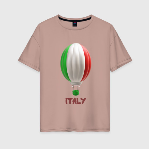 Женская футболка хлопок Oversize с принтом 3d aerostat Italy flag, вид спереди #2
