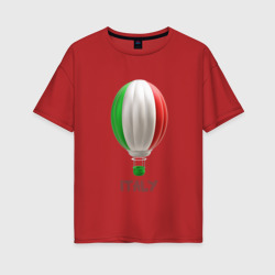 Женская футболка хлопок Oversize 3d aerostat Italy flag