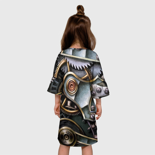 Детское платье 3D Механизм из шестерёнок в стиле Стимпанк, цвет 3D печать - фото 5