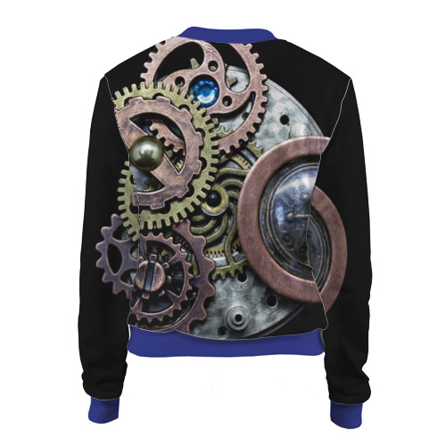 Женский бомбер 3D Mechanism of gears in Steampunk style, цвет синий - фото 2