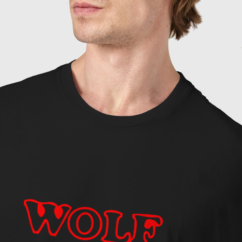 Мужская футболка хлопок с принтом Red the  wolf, фото #4