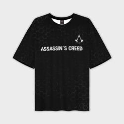Мужская футболка oversize 3D Assassin's Creed Glitch на темном фоне