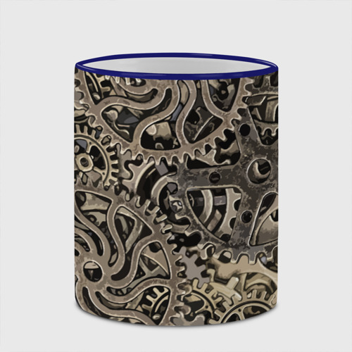 Кружка с полной запечаткой Ажурный узор из металлических шестерёнок в стиле Стимпанк, цвет Кант синий - фото 4