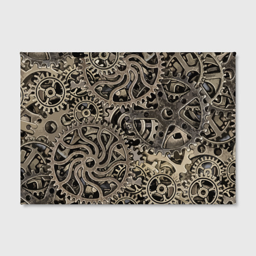 Холст прямоугольный Ажурный узор из металлических шестерёнок в стиле Стимпанк, цвет 3D печать - фото 2