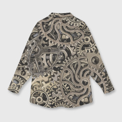 Женская рубашка oversize 3D Ажурный узор из металлических шестерёнок в стиле Стимпанк