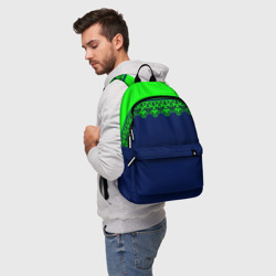 Рюкзак 3D Green Lace Зеленое кружево на темном синем фоне - фото 2