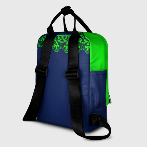 Женский рюкзак 3D Green Lace Зеленое кружево на темном синем фоне - фото 5
