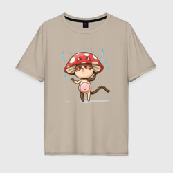 Мужская футболка хлопок Oversize Кот в шляпе гриба