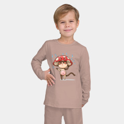 Детская пижама с лонгсливом хлопок Кот в шляпе гриба - фото 2