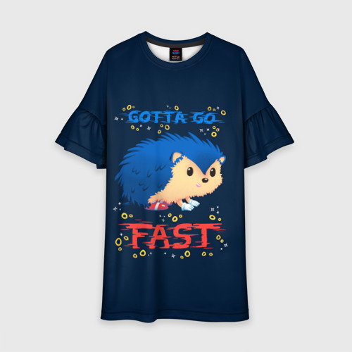 Детское платье 3D Little Sonic gotta go fast, цвет 3D печать