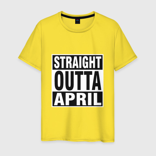 Мужская футболка хлопок Прямо из апреля, цвет желтый