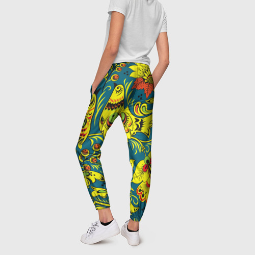 Женские брюки 3D Хохломская Роспись Две Птицы, цвет 3D печать - фото 4