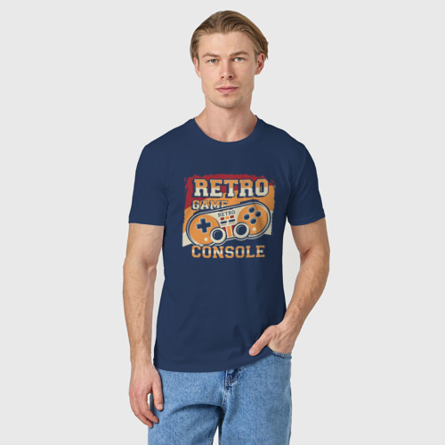 Мужская футболка хлопок Ретро геймерские игровые консоли, цвет темно-синий - фото 3