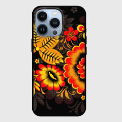 Чехол для iPhone 13 Pro Хохломская Роспись Цветы На Тёмном Фоне