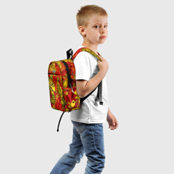 Детский рюкзак 3D Хохломская Роспись Две Птици На Красном Фоне - фото 2
