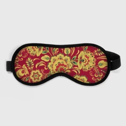 Маска для сна 3D Хохломская Роспись Цветы На красном Фоне