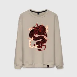 Мужской свитшот хлопок Японский красный Дракон Japan Dragon