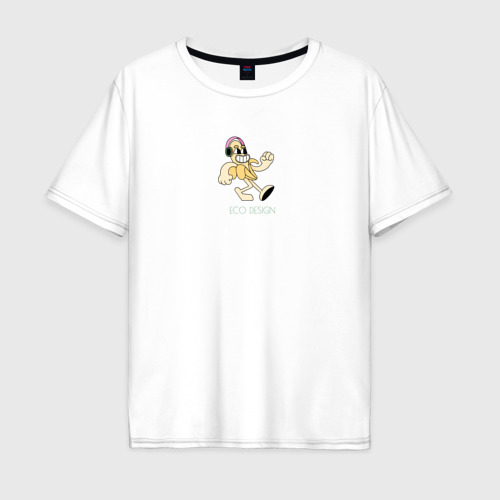 Мужская футболка из хлопка оверсайз с принтом Эко дизайн с бананом в стиле ретро, вид спереди №1