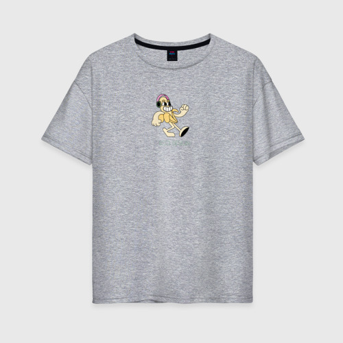 Женская футболка хлопок Oversize Эко дизайн с бананом в стиле ретро, цвет меланж
