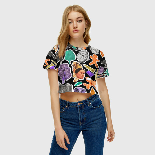 Женская футболка Crop-top 3D Underground pattern Fashion trend - фото 3