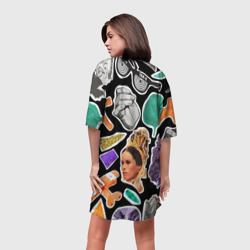 Платье с принтом Underground pattern Fashion trend для женщины, вид на модели сзади №2. Цвет основы: белый