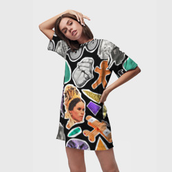 Платье-футболка 3D Underground pattern / Fashion trend - фото 2