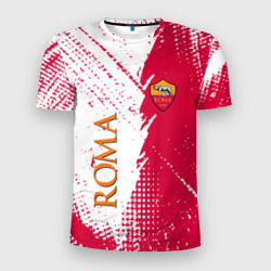 Футболка с принтом Roma краска для мужчины, вид спереди №1. Цвет основы: белый