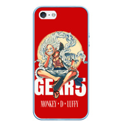 Чехол для iPhone 5/5S матовый Луффи 5 Гир One piece На луне