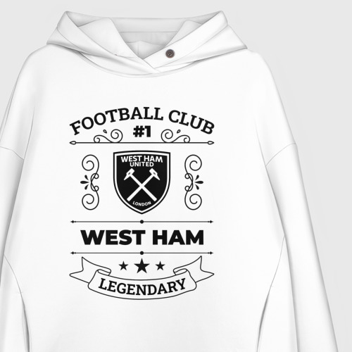 Женское худи Oversize хлопок West Ham: Football Club Number 1 Legendary, цвет белый - фото 3