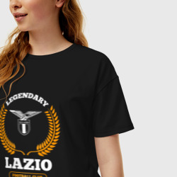 Женская футболка хлопок Oversize Лого Lazio и надпись Legendary Football Club - фото 2