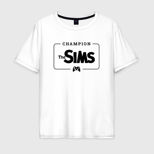 Мужская футболка хлопок Oversize The Sims Gaming Champion: рамка с лого и джойстиком, цвет белый