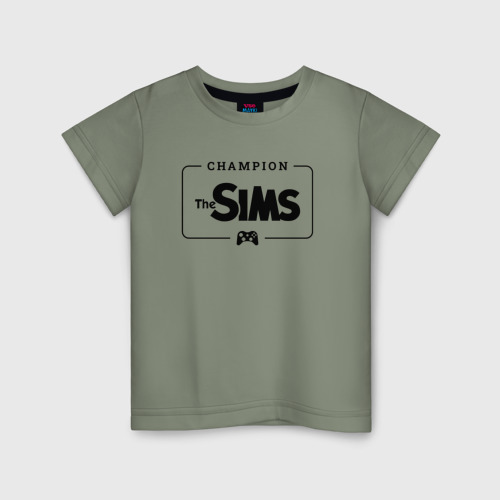 Детская футболка хлопок The Sims Gaming Champion: рамка с лого и джойстиком, цвет авокадо