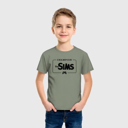 Детская футболка хлопок The Sims Gaming Champion: рамка с лого и джойстиком, цвет авокадо - фото 3