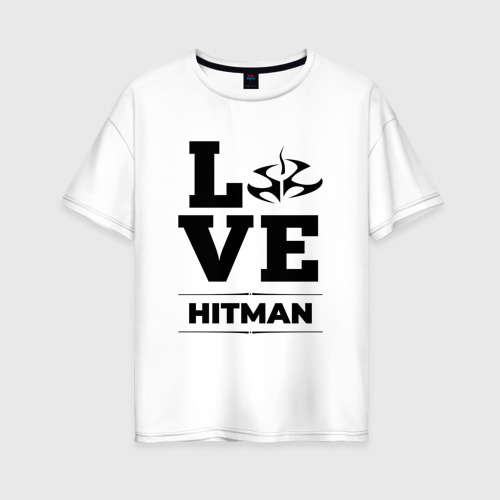 Женская футболка хлопок Oversize Hitman Love Classic, цвет белый