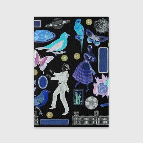 Обложка для паспорта матовая кожа Underground pattern, цвет синий