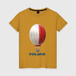 Женская футболка хлопок 3d aerostat Polish flag