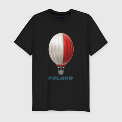 Мужская футболка хлопок Slim 3d aerostat Polish flag