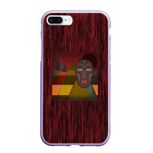 Чехол для iPhone 7Plus/8 Plus матовый Африканская маска African mask ethnic illustration, цвет светло-сиреневый