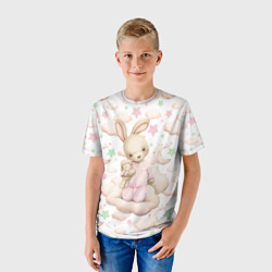 Детская футболка 3D Зайка на облачке на белом - фото 2