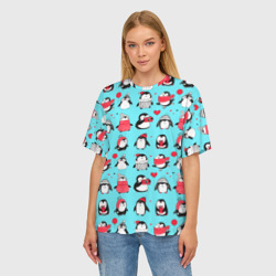 Женская футболка oversize 3D Penguins On the positive - фото 2