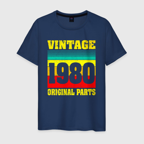 Мужская футболка из хлопка с принтом Винтаж 1980 оригинальные детали, вид спереди №1
