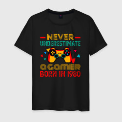 Мужская футболка хлопок Никогда не недооценивай геймера 1980 года