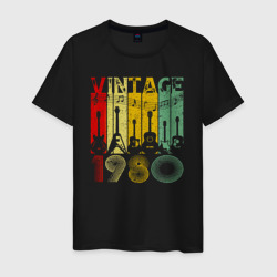 Мужская футболка хлопок Винтаж 1980 гитары