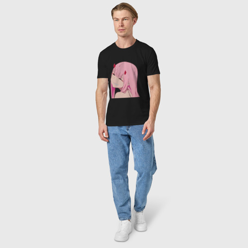 Мужская футболка хлопок Zero Two крупный план, цвет черный - фото 5