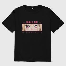 Женская футболка хлопок Oversize Марин Китагава глаза