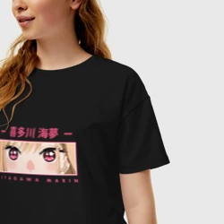 Женская футболка хлопок Oversize Марин Китагава глаза - фото 2