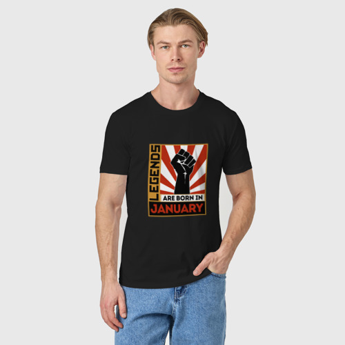 Мужская футболка хлопок Январь - Легенда, цвет черный - фото 3