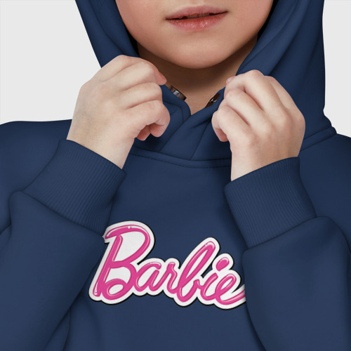 Детское худи Oversize хлопок Barbie logo, цвет темно-синий - фото 7